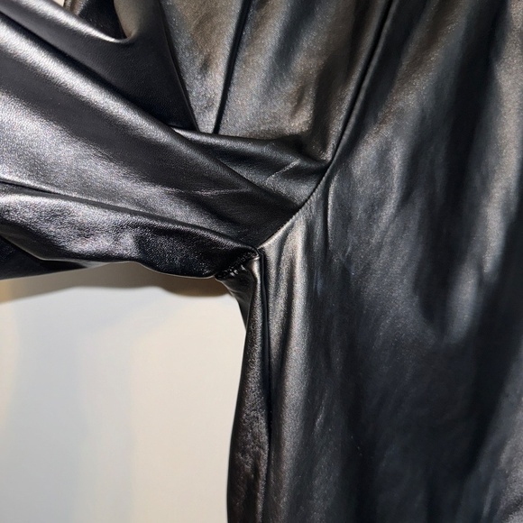 EUC Missguided Faux Leather Jogger Pants Black Drawstring Trousers Petite 8 8P - Picture 5 of 7